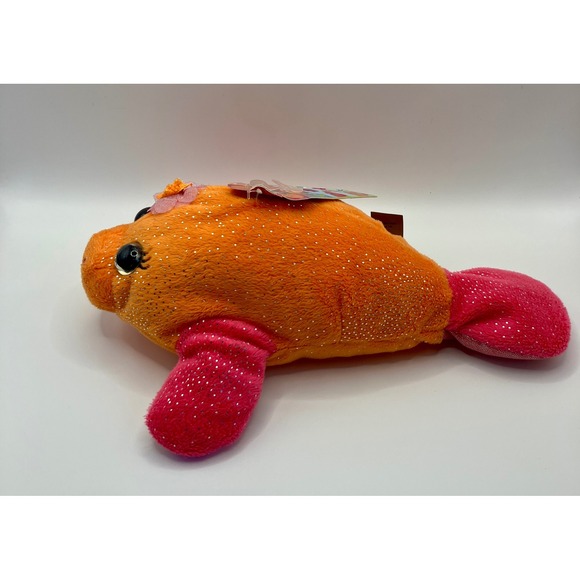 First & Main Fantasea Maya Manatee Orange Pink Sparkle Glitter Plush Toy NWT - Picture 4 of 6